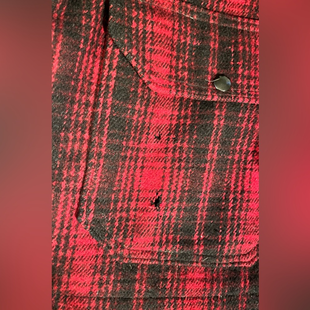 WOOLRICH Vintage Classic Red Plaid Wool Coat sz L - Picture 12 of 13